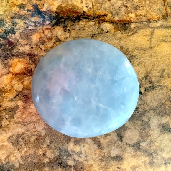 Beautiful Celestite Palm Crystal Worry Stone - Picture 1 of 4
